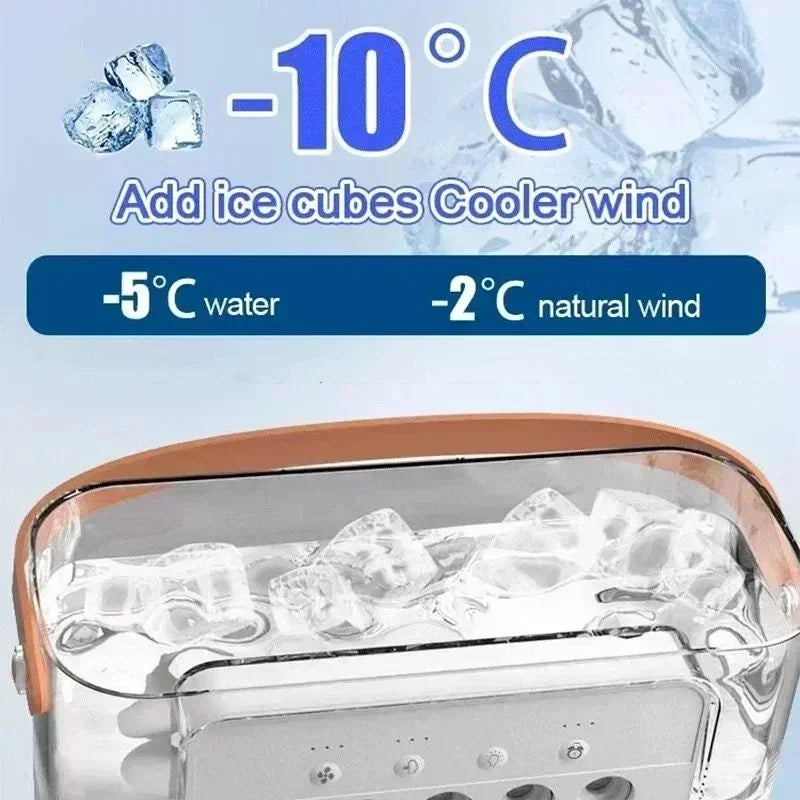 Portable Desktop Cooling Fan with Mist & Mood Light – USB Rechargeable Air Humidifier